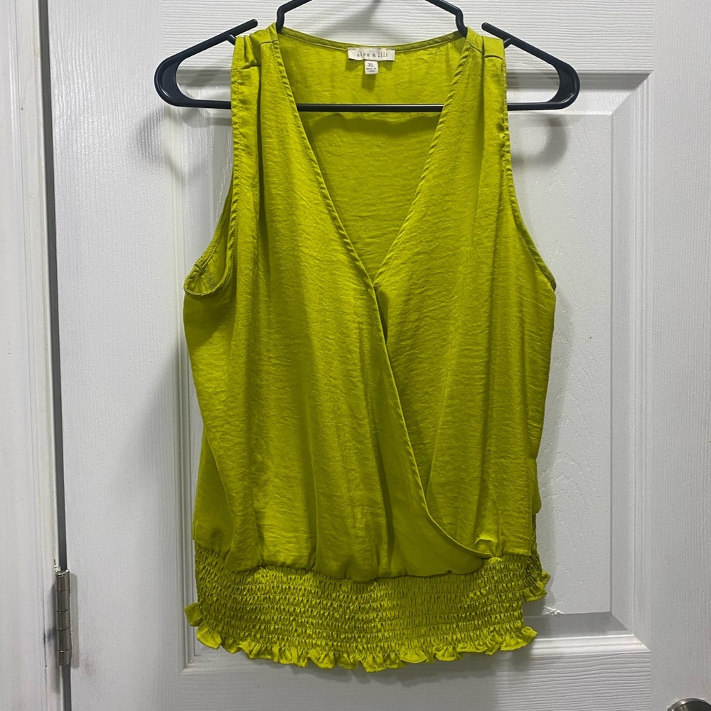 Satin Chartreuse Blouse